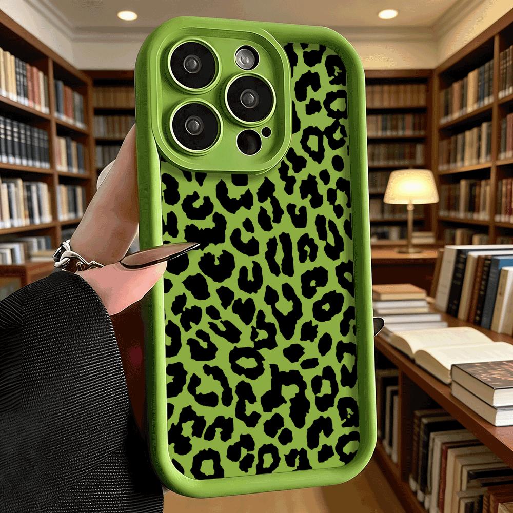 Black Leopard Print Pattern Soft TPU Phone Case for iPhone 17 16 15 14 13 12 11 Pro Max Plus Shockproof Anti-Slip Cover