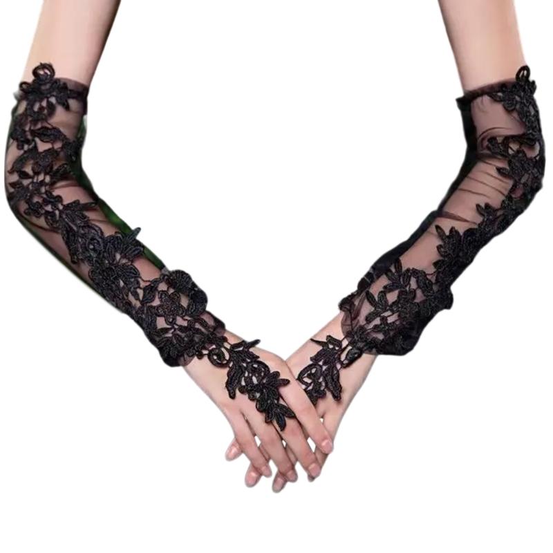 2 Stück Blumen-Spitzen-Fingerlose Handschuhe Tanzpartys Überschuhe Ärmel für Hochzeiten und Veranstaltungen