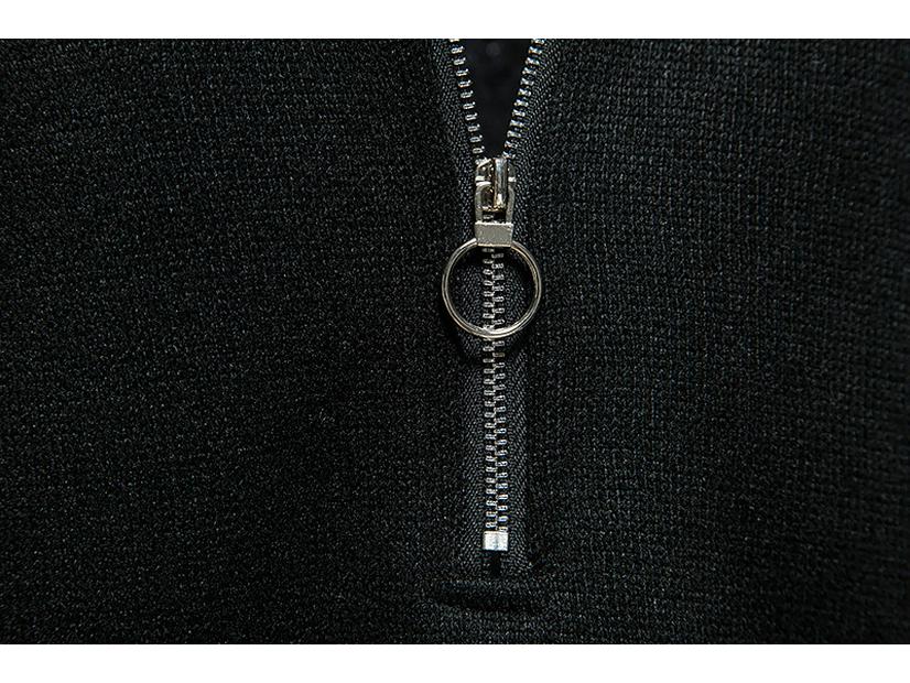 Men's High Neck Zipper Long Sleeve T-Shirt - European Size, Autumn/Winter Collection