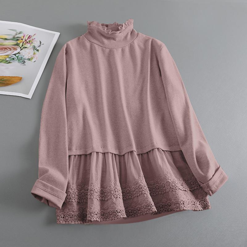 

ZANZEA Женские осенние свитера с воротником-стойкой и длинными рукавами с кружевным принтом M