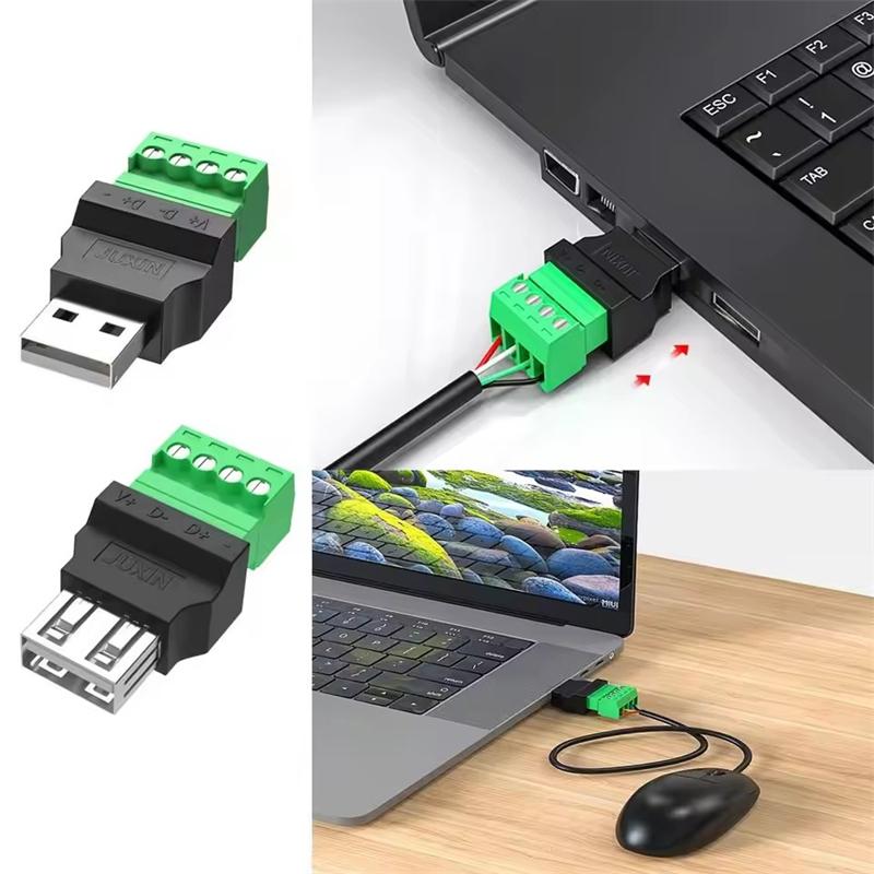 USB2.0-Anschluss Vermeiden Sie Schweißen Stecker Typ A Adapteranschluss Buchse USB Typ A 4-polig Stecker/Buchse 4-poliger Schraubklemmenstecker