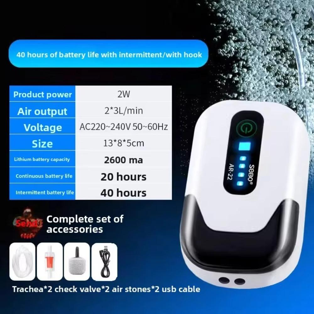 Water Proof Aquarium Oxygen Pump USB Rechargeable Portable Aerator Small Oxygen Machine  Home Use