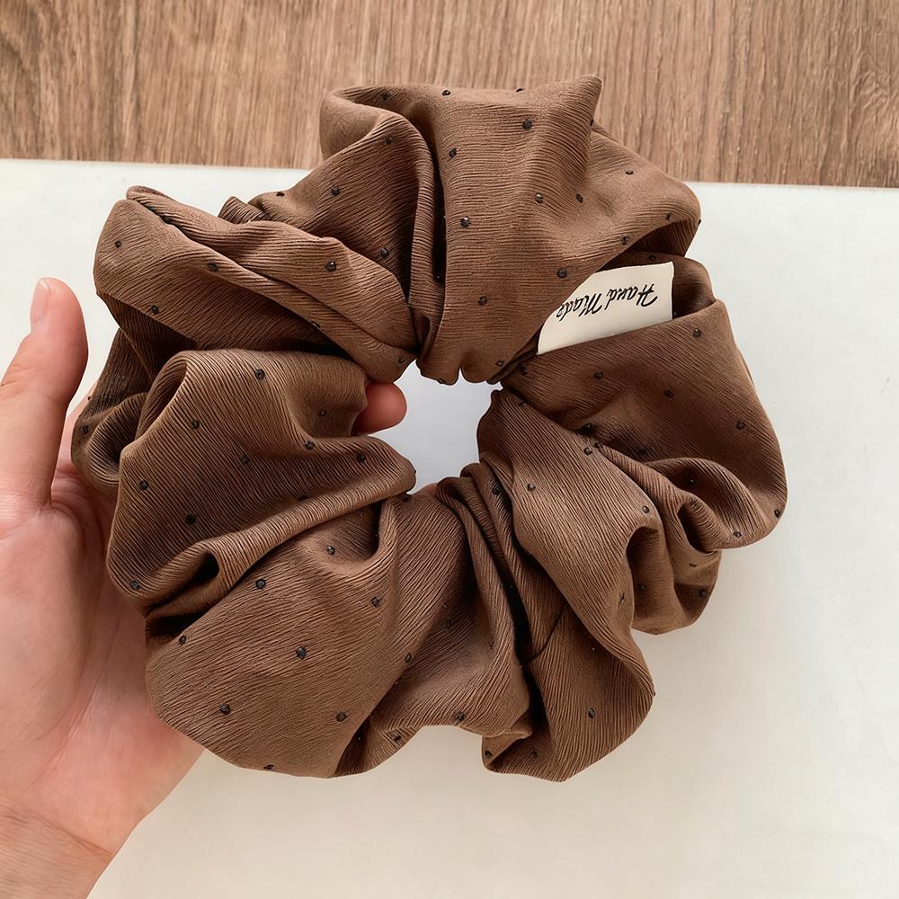 

New Fashion Autumn Winter Women Brown Polka Dot Hair Bundle Oversized Simple Scrunchies Cute Elastic Hair Bands Elegant Headwear коричневый
