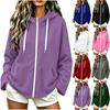 Damen Casual Locker geschnittenes farbiges Kapuzen-Langarm-Sweatshirt mit Fronttasche