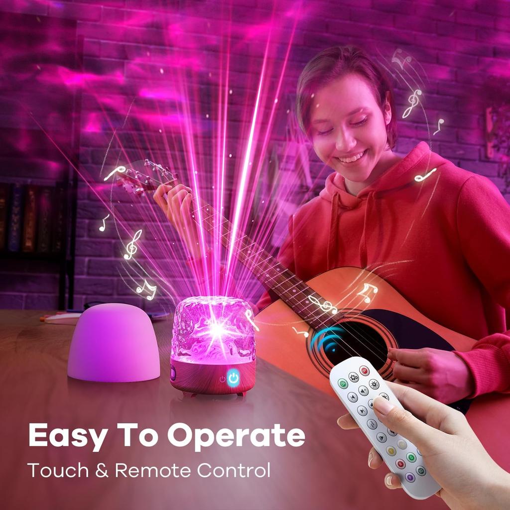 Luminorthe Cube Lamp, 9 Colors Northern Lights Projector, Ocean Wave Projector with Remote Control, Night Light with Bluetooth Speaker for Bedroom