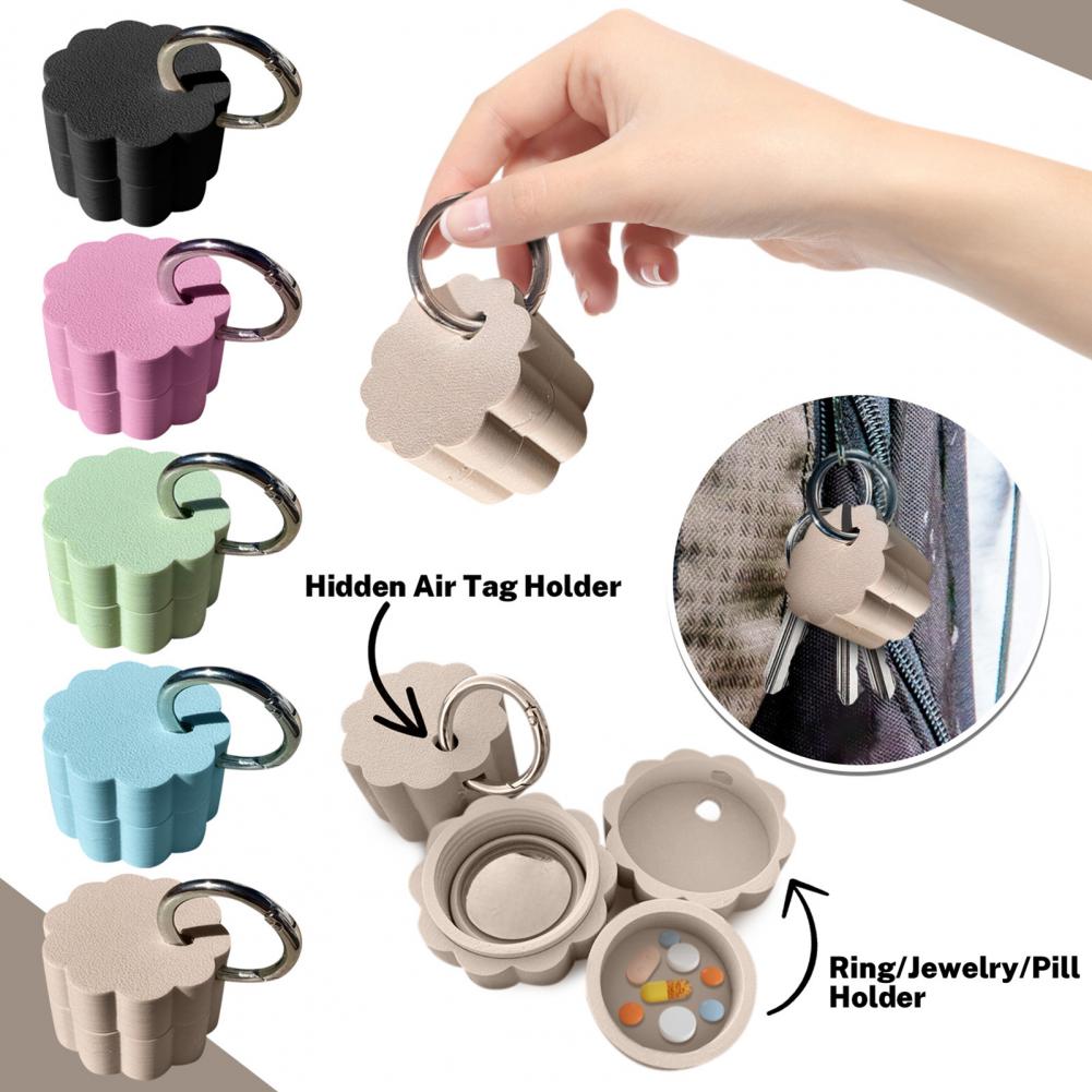 Portachiavi Portapillole Impermeabile Compatto Mini Portaoggetti Leggero Contenitore Stampato in 3D con Anello Portachiavi Piccola Scatola Organizzatrice per Pillole