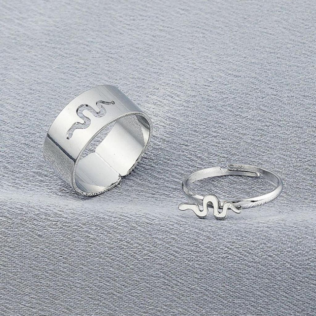 Fashion Hollow Matching Rings Set for Teen Girls Mens Engagement Adjustable Open Punk Jewelry