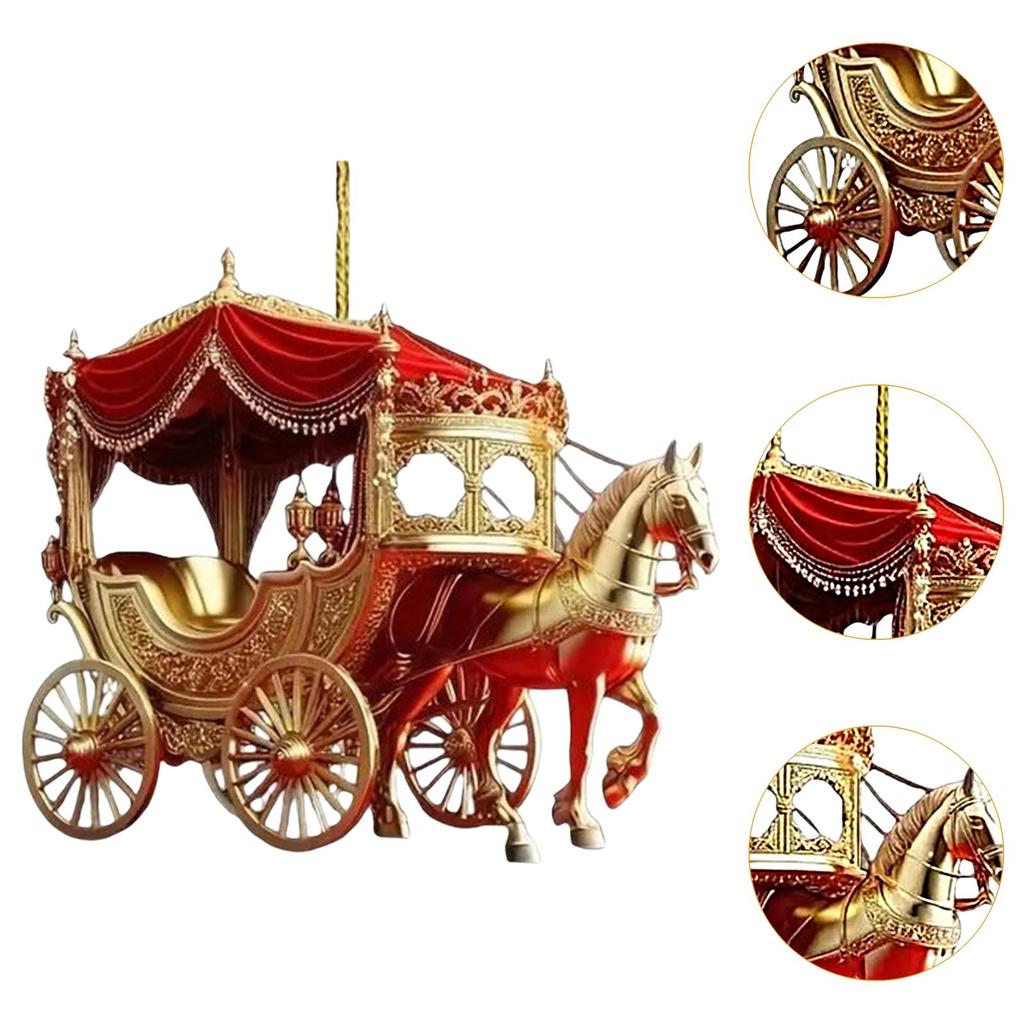 Carriage Christmas Hanging Ornament Tree Decoration Home Decor with Rope Acrylic Pendant