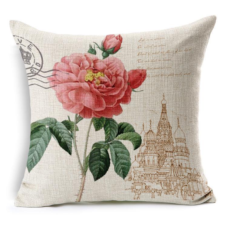Retro Colorful Flowers Pillows Floral Pillowcase For Home Decorative Decoration Sofa Pillowcase