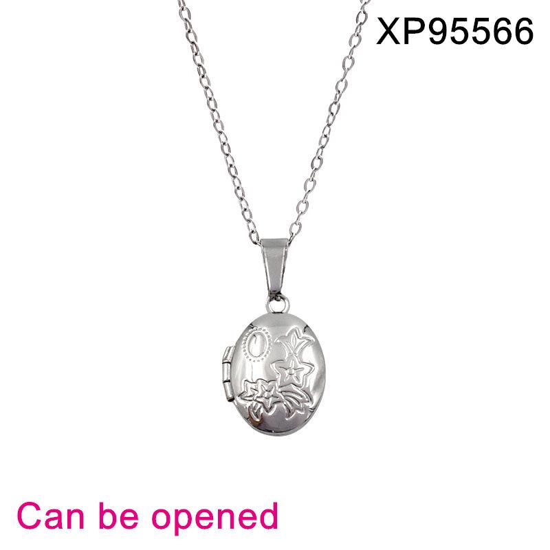 Tree of Life Carved Stainless Steel Photo Pendant Necklace
