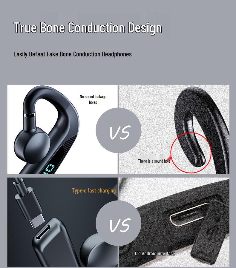 V18 Bone Conduction Bluetooth Wireless Earphones, Clip-On, Non-In-Ear, for Business and Sports Running.