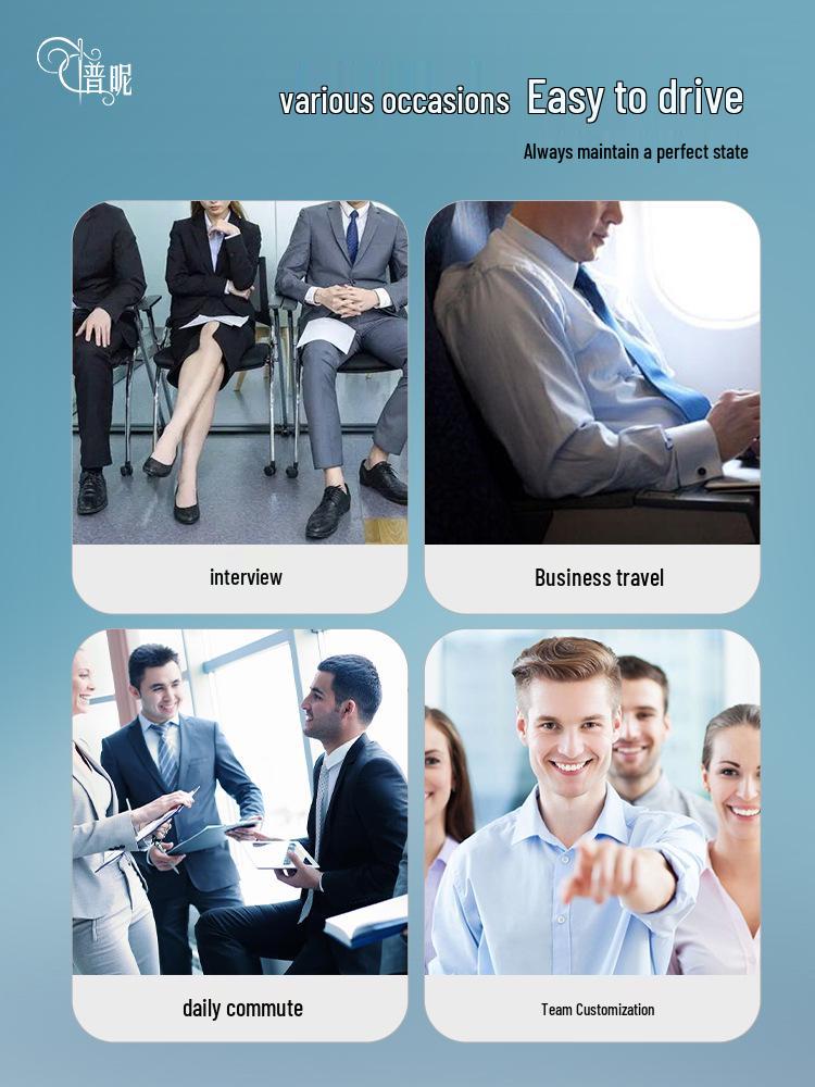 Men's White Long Sleeve Non-Iron Pure Cotton Shirt - Spring/Summer Business Formal and Versatile for Work.