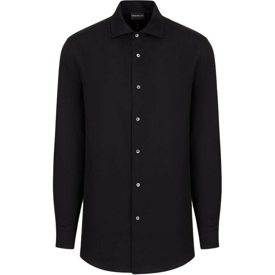 

Emporio Armani Solid Color Striped Lapel Single-Breasted Lightweight Casual Long Sleeve Shirt Men shirts Black 3L1C86-1N7MZ-0049 M