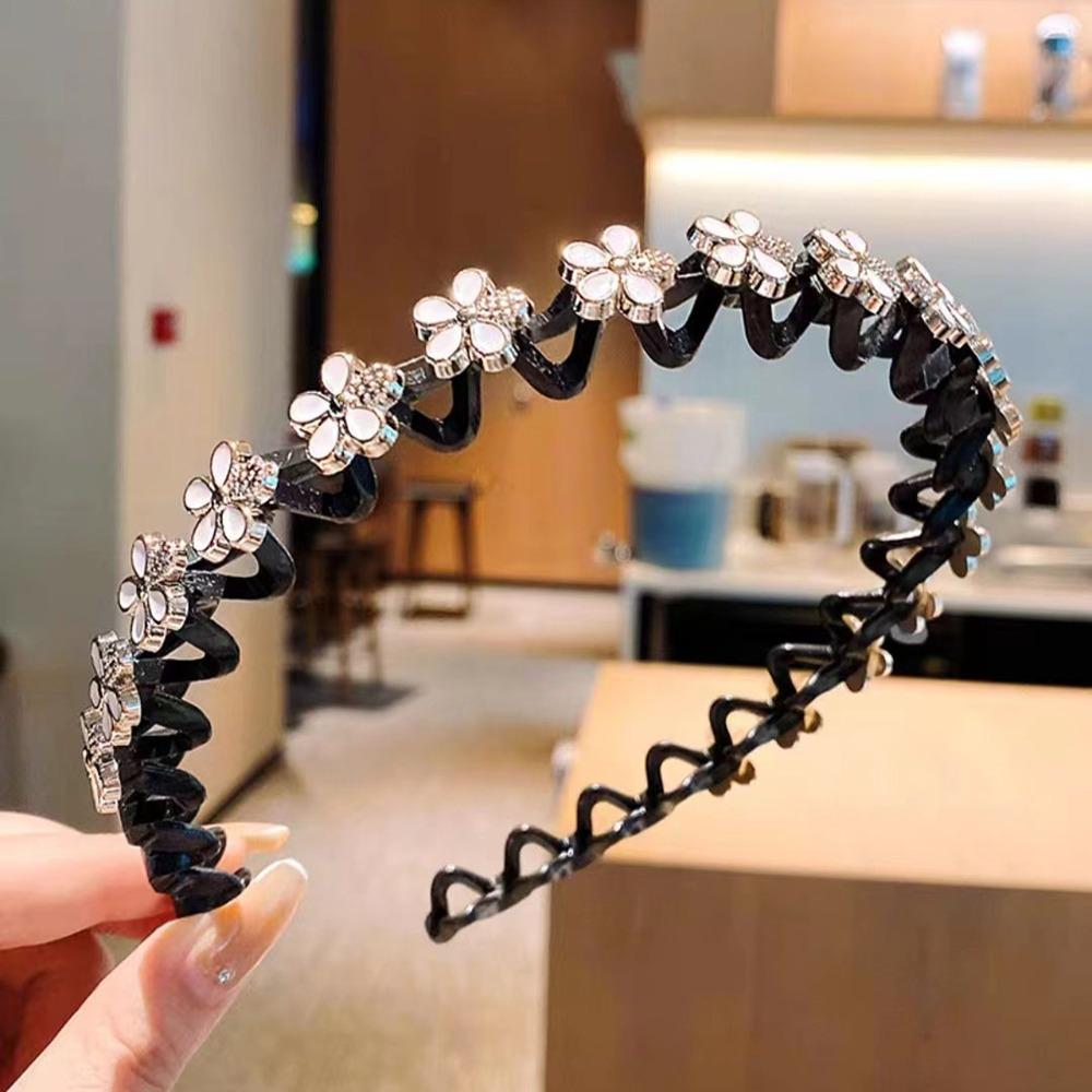 Flower Braided Tools Hairband Pearl Hair Toothed Headband  Hair Styling Accessory