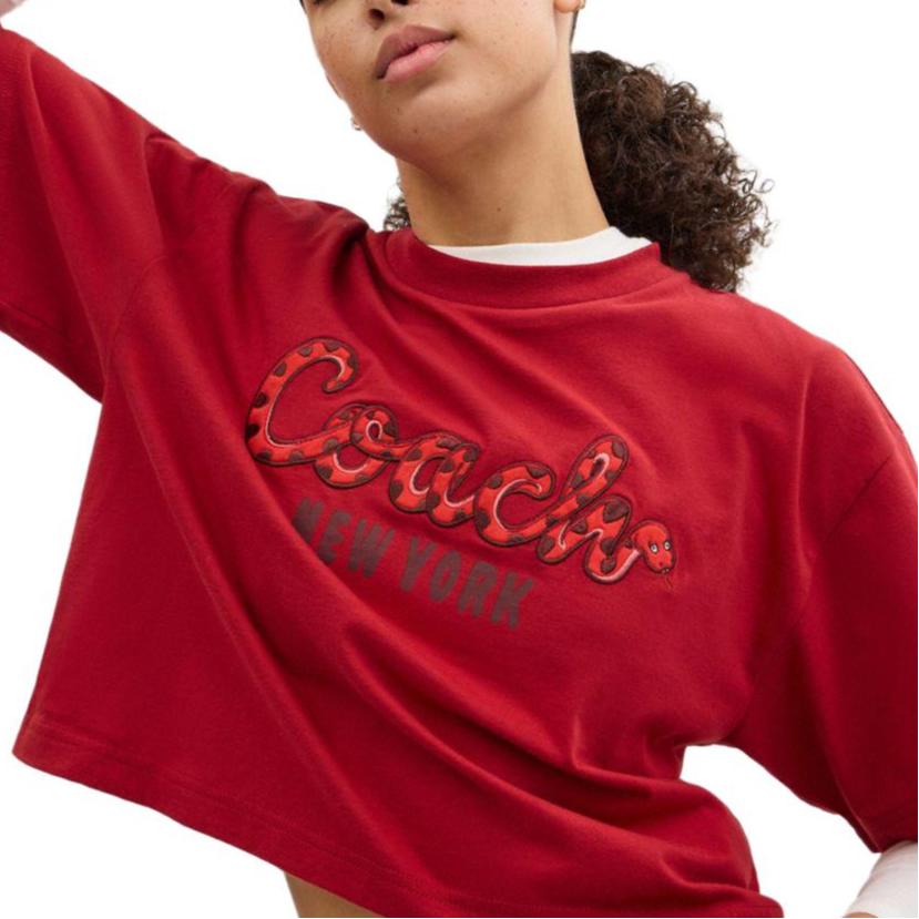 Coach Solid Color Short Sleeve Round Neck T-Shirt Women tops Red CX311-RED