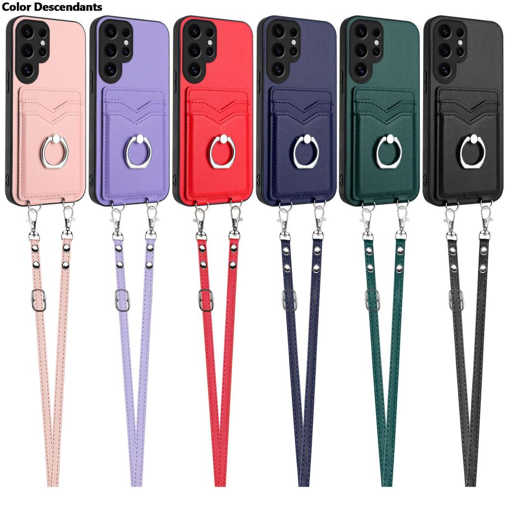 Crossbody Cards Solt Ring Holder Case For Samsung Galaxy S24 Ultra S23 Plus S22 S21 A55 A35 A15 A54 A14 A24 A34 Lanyard Cover