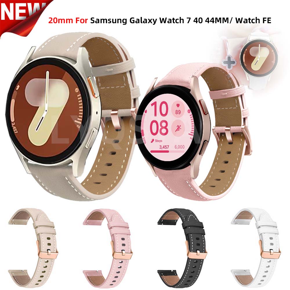 20mm Leather Band For Samsung Galaxy Watch 7 40 44mm Watch FE  Bracelet GalaxyWatch 5 Pro 45mm/4 40 44mm 6 Classic 47 43mm Strap