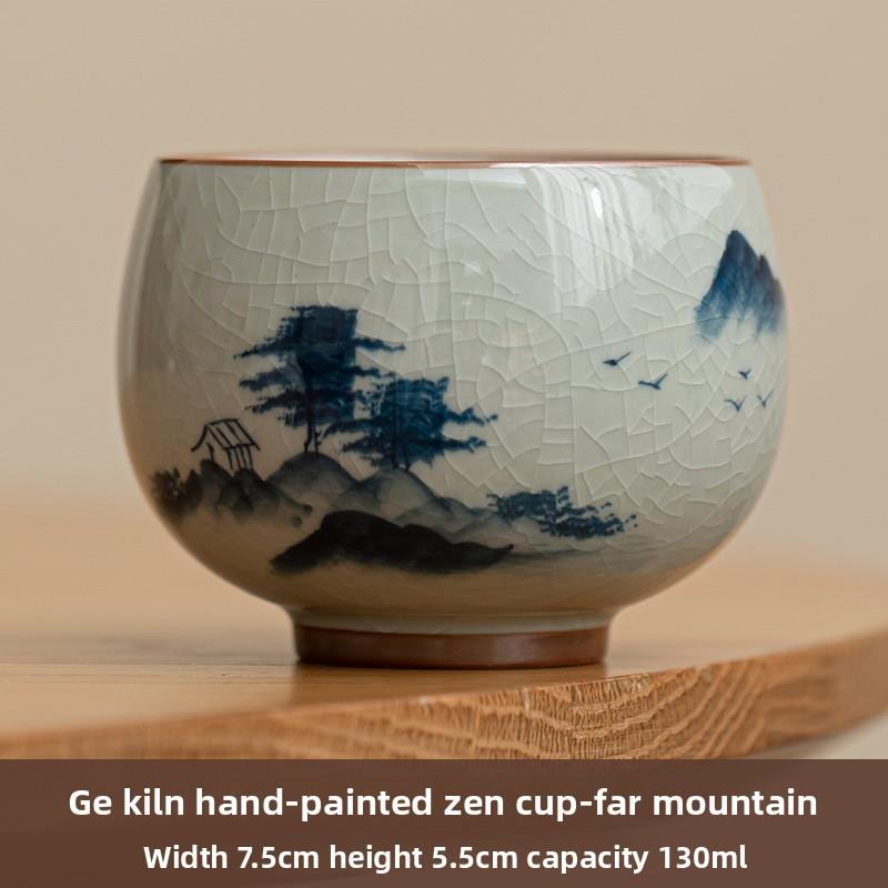 Creative Hand-painted Bamboo Teacups Retro Ceramic Tea Mug Chinese Kung Fu Master Cup Household Small Tasting Teaware Drinkware