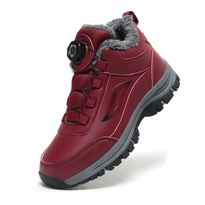 

Зимние мужские походные ботинки, водонепроницаемые ботинки для снега, мужские кроссовки, нескользящие высокие плюшевые теплые кожаные ботинки для мужчин 36 вино красного