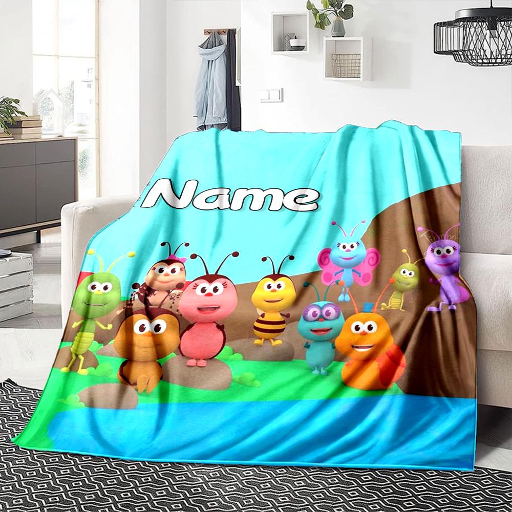 Custom Name Bugs Garden Party Blanket For Couch Bed Plush Cozy Fuzzy Blanket Super Soft Warm Blankets For Fall And Winter 09167