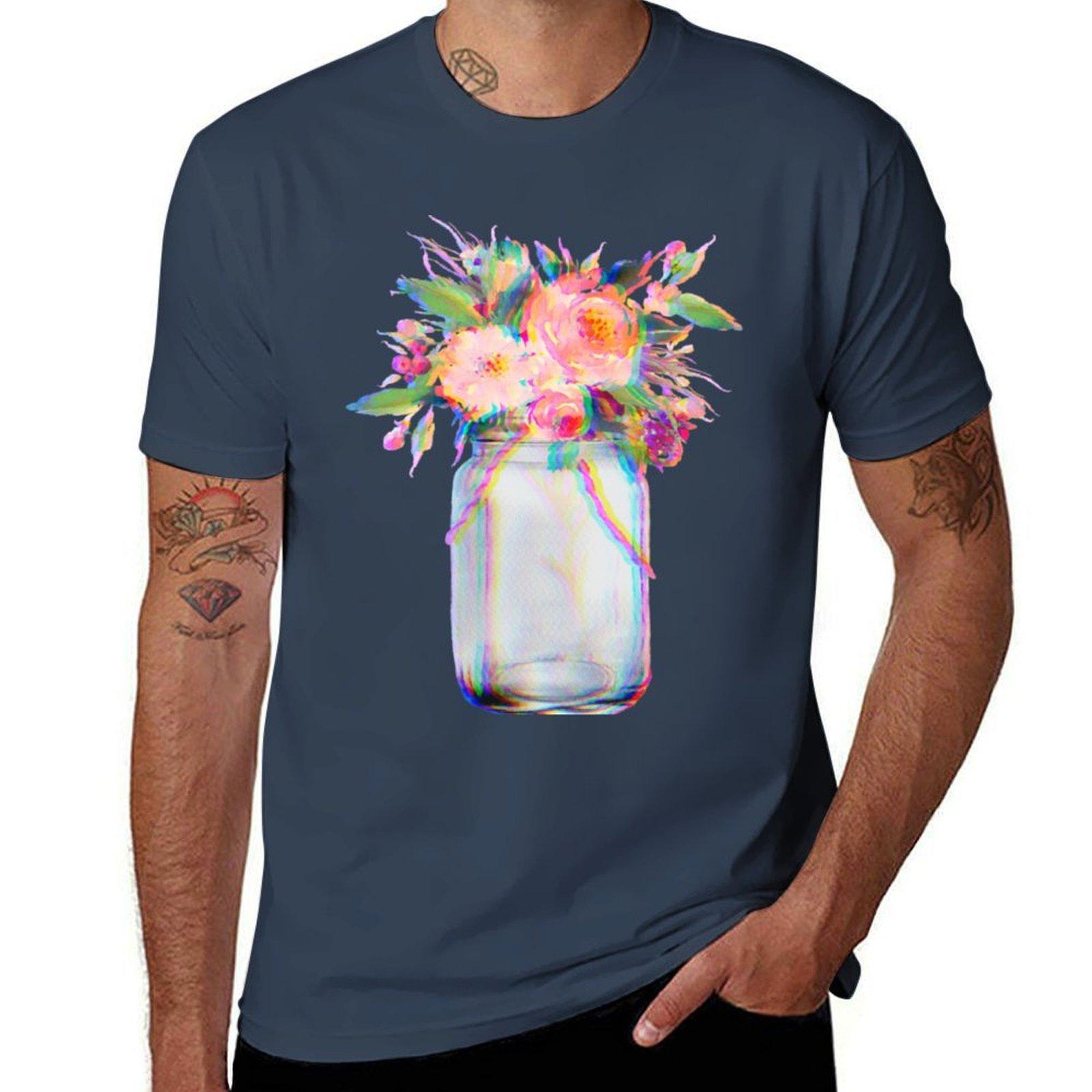 Abstract Pink Flowers TShirt Gym Exercise Short Sleeve TShirt S