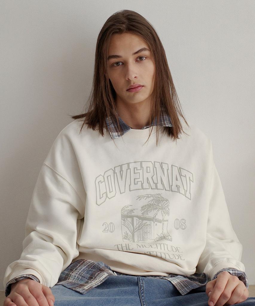 COVERNAT Palm Tree Graphic Sweatshirt Ivory