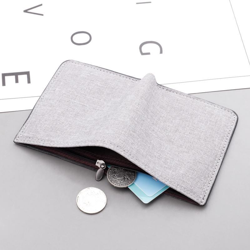 Herren Ultra-Dünne Vertikale Canvas Leder Geldbörse