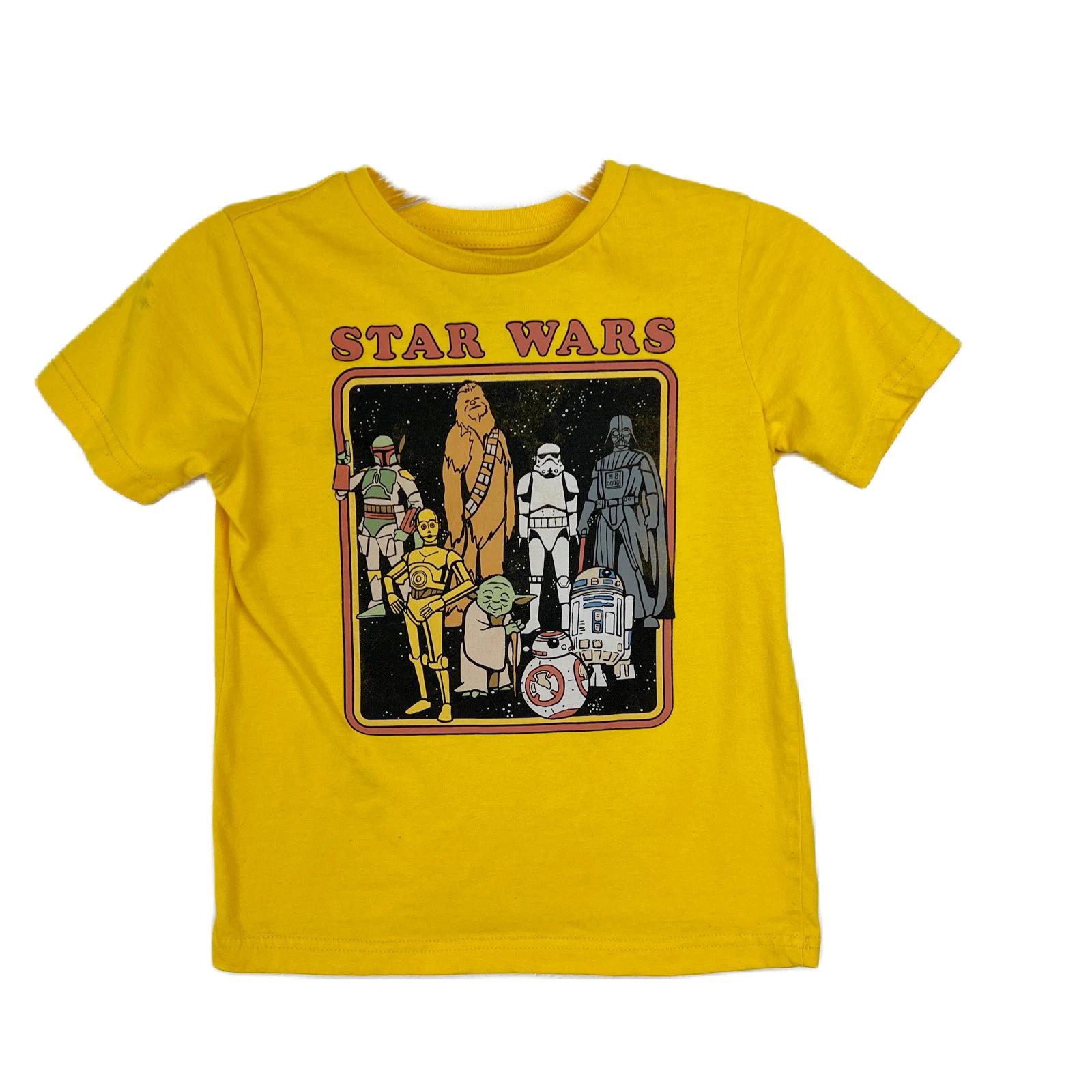 Star Wars Shirt Youth Small Yellow Short Sleeve Graphic Mad Engine Kids 130