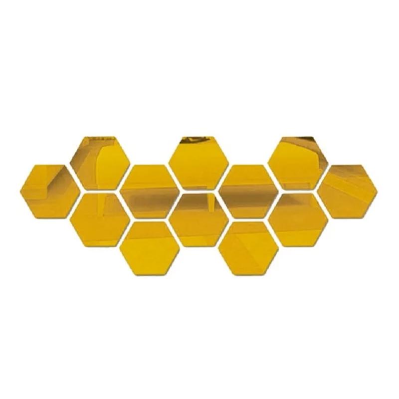 Mirror Wall Sticker Self-adhesive Hexagon Modern Acrylic Honeycomb Reflect Mirror Wallpaper Bedroom DIY Art Wall Decor