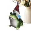 Garden Gnome Statue Gnome Riding Frog Resin Sculpture For Home Miniature Faceless Sculpture For Garden Living Room Yard Backyard