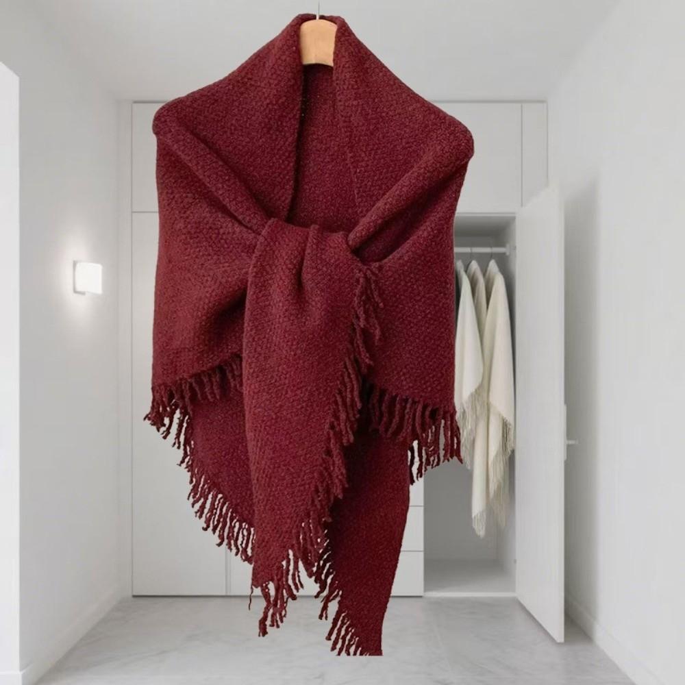 Warm Knitted Scarf Wool‑Blend Wrap Shawl Elegant Neck Warmer  Casual