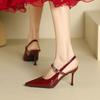34-42 Französisches Temperament Leere High Heels Sandalen Damen Sommer 2025 neu Flacher Mund Spitz Stiletto High Heels Damen