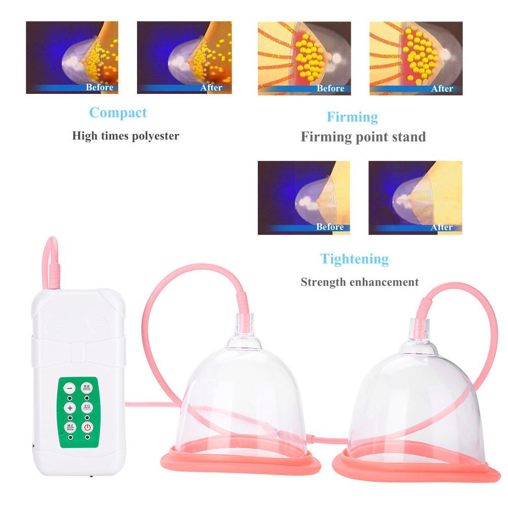 Powerful Vacuum Breast Enlargement Machine Electric Breast Massager Double Cup USB Charging