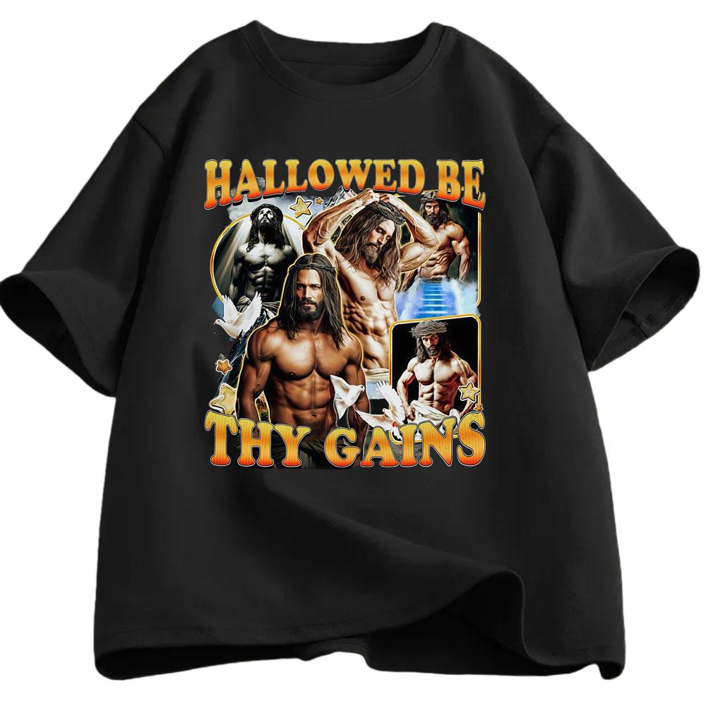 Halloween Be Your Gains Fun Jesus Memorial Tshirt Mens Womens Cotton Fashion Harajuku Tshirt Mens Tshirt Street Wear Y2K