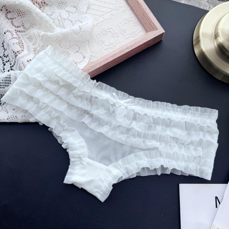 90-130 Lbs Playful Princess: Sweet Layered Cake Mesh Low-Waist Women's Underwear