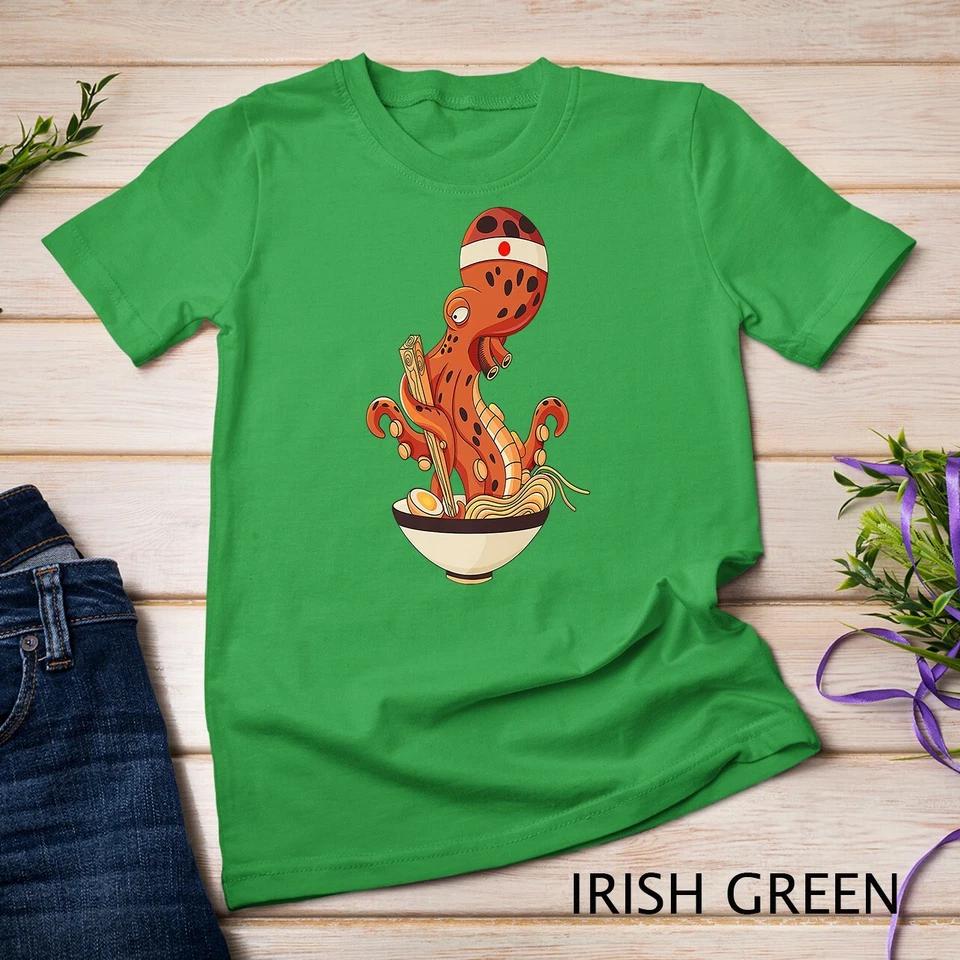 Japanese Octopus eating Ramen Premium Unisex T-shirt 4 4XL