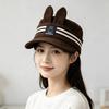 Couple sunscreen versatile face cute rabbit ears striped baseball cap men's and women's sunshade duck tongue navy hat