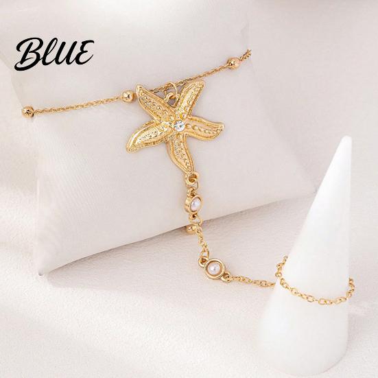 Corrosion-resistant Jewelry Starfish Charm Hand Chain Bracelet for Women Adjustable