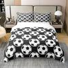 Colorful Football Single Duvet Cover Set, Sport Theme Cartoon Football Bedding Set with Pillowcases 75*50cm, Gift for Boys Girls