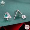 Everle Christmas Tree Stud Earrings, S925 Sterling Silver, Rhodium Plated Holiday Jewelry