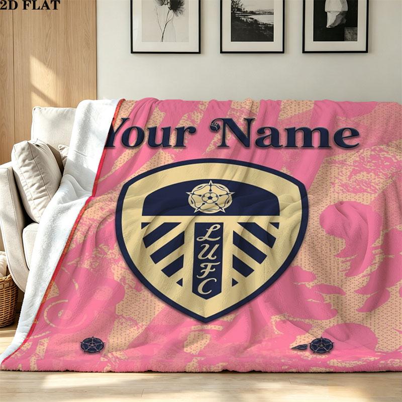 1PC Leeds United Custom Name Patterned Flannel Blanket Suitable For All Seasons for Home Decor Warmth and Comfort Gifts Holiday Present