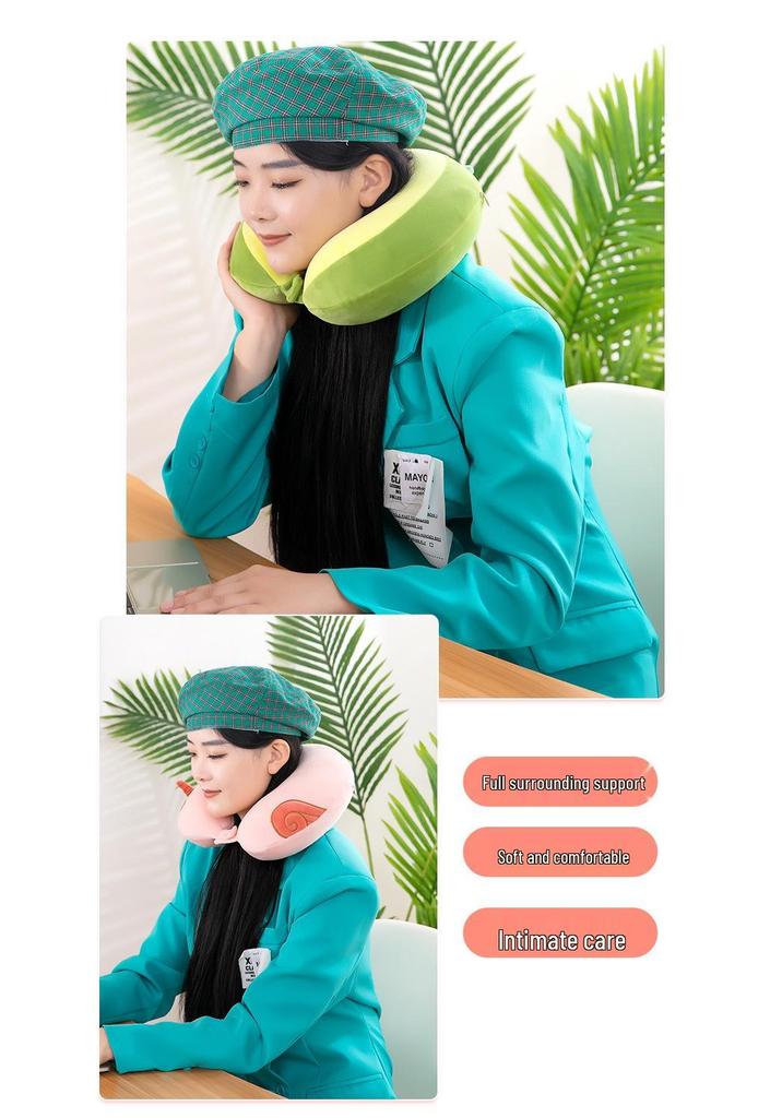 Cartoon Memory Foam U-Shaped Neck Pillow for Travel and Office