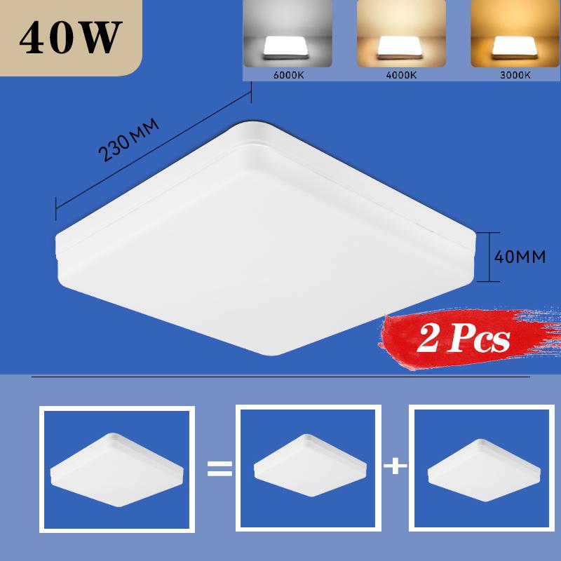 

Светодиодные потолочные светильники Квадратный потолочный светильник 220 В 20/30/50 Вт Современное внутреннее освещение для гостиной Спальня Холл Ванная комната Neutral White 2Pcs 40W белый