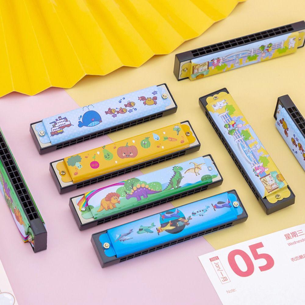 Educational Painted Harmonica Metal Mouth Organ Wind Instrument 16 Holes Harmonica Kids Toy