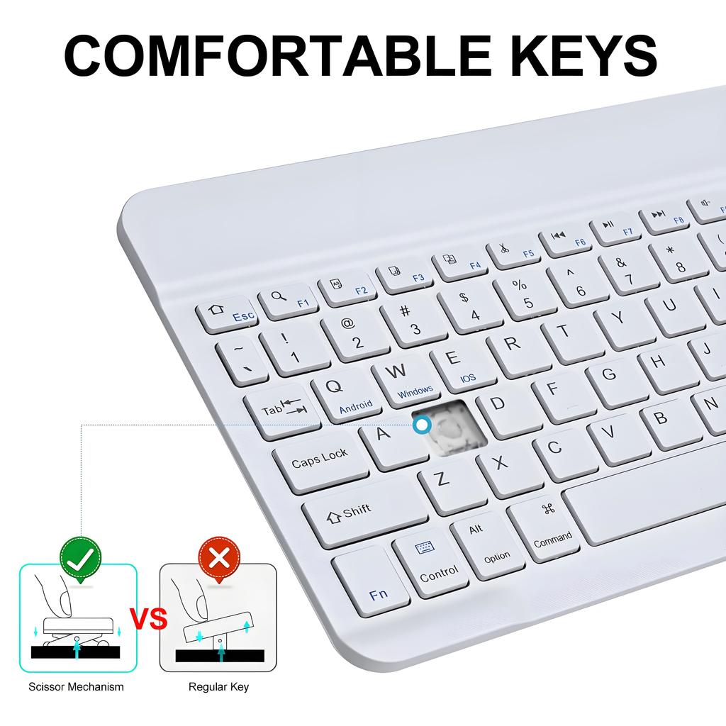 Slim Bluetooth 5.0 Keyboard Universal Wireless | 20-Day Battery Wide Range | Rechargeable Travel Keyboard for iOS Android Window