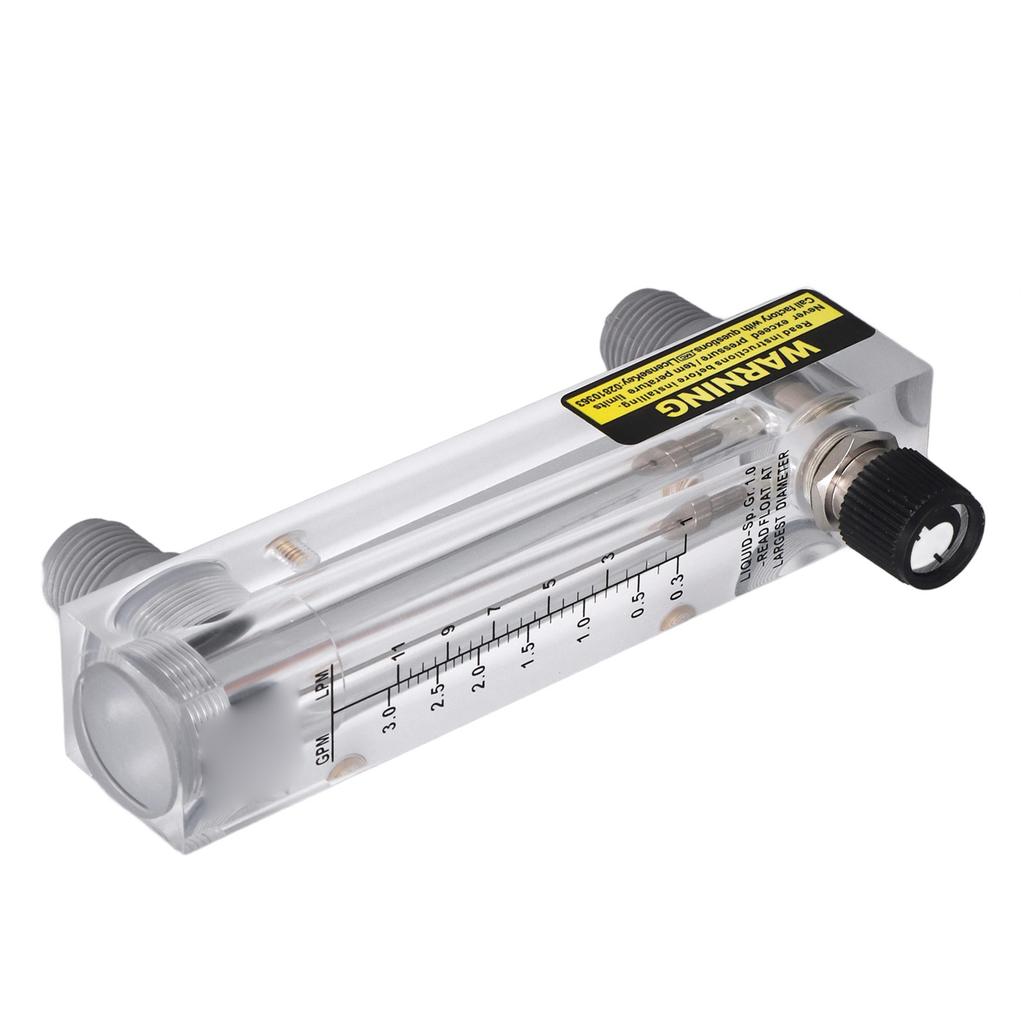 Liquid Flowmeter Acrylic Transparent Adjustable Panel Mount Type Water Flow Meter 0.3‑3GPM