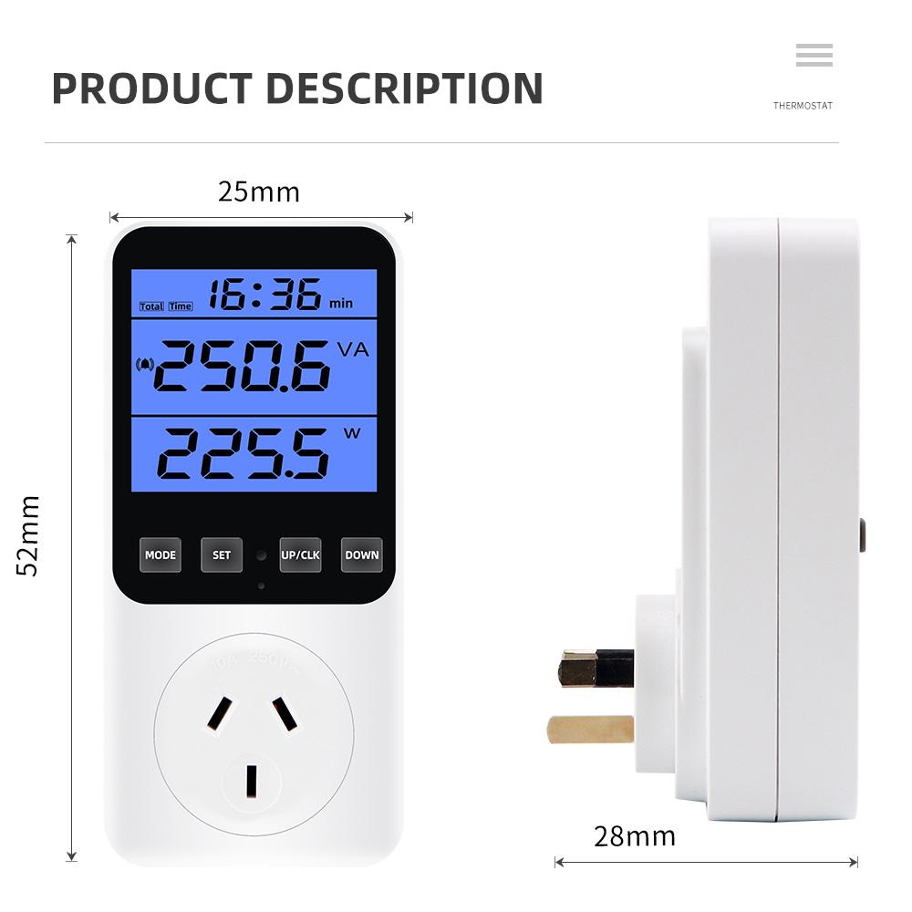 Digital Power Energy Meter 230V Wattmeter Socket Analyzer LCD AC Voltmeter Ammeter Consumption Monitor Kwh And Cost Display