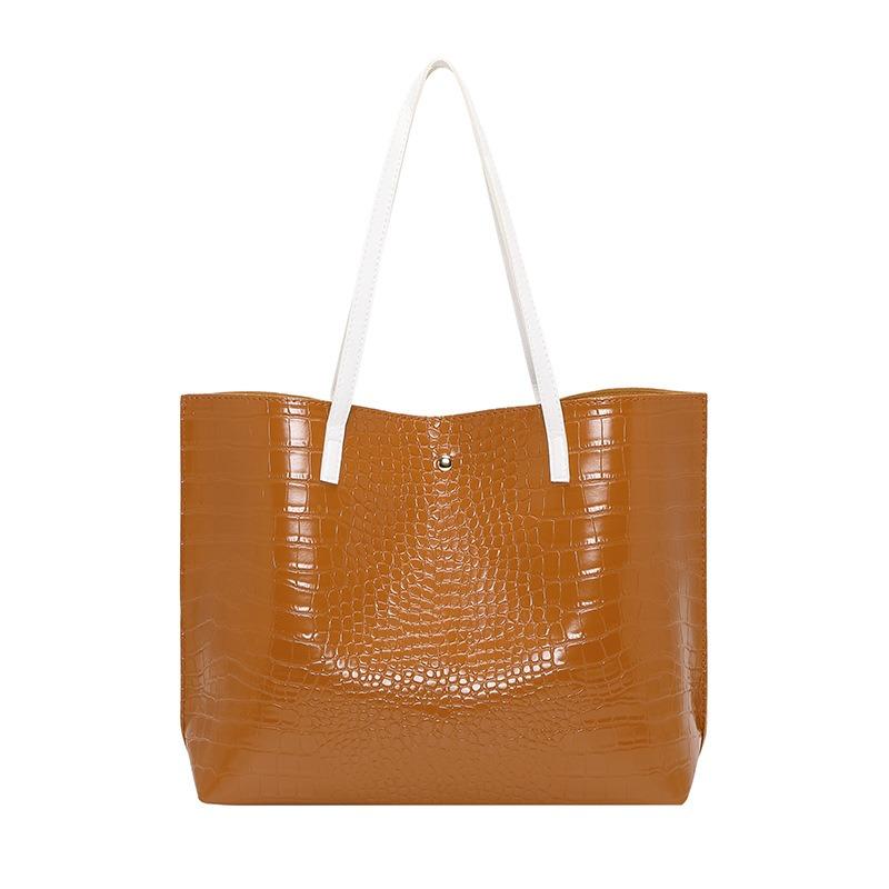 Western Style Crocodile Pattern Large Bag, Large Capacity Women's Bag, Shoulder Bag