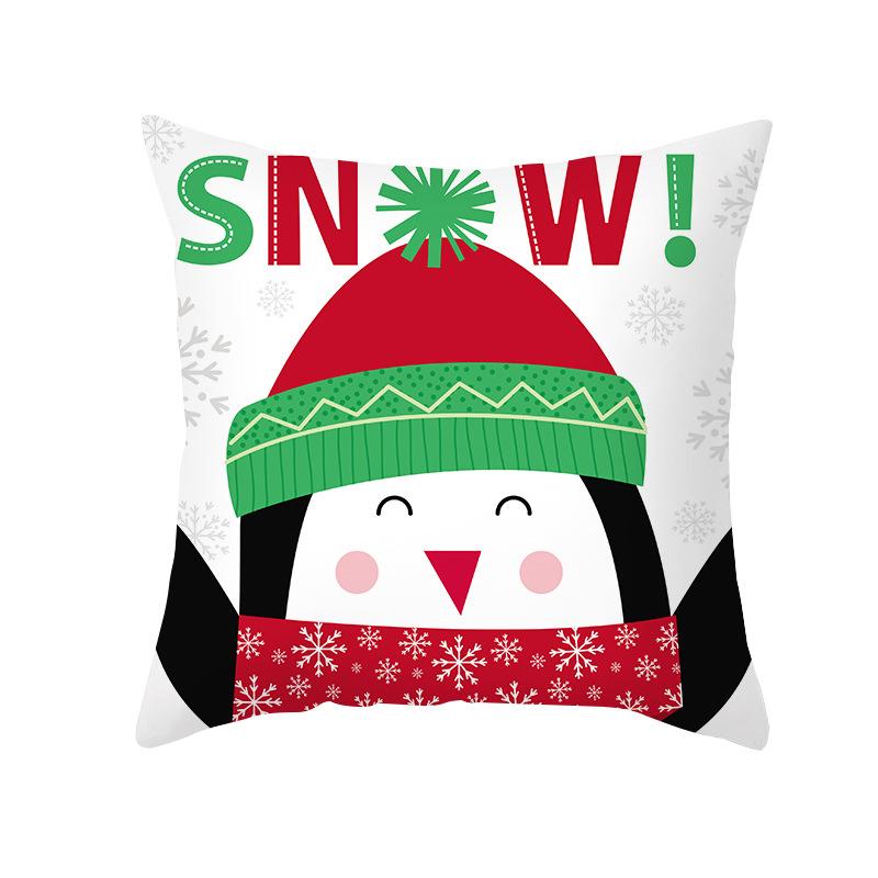Home Products Christmas Cushion Cover Cartoon Letter Print Peach Skin Cushion Cover