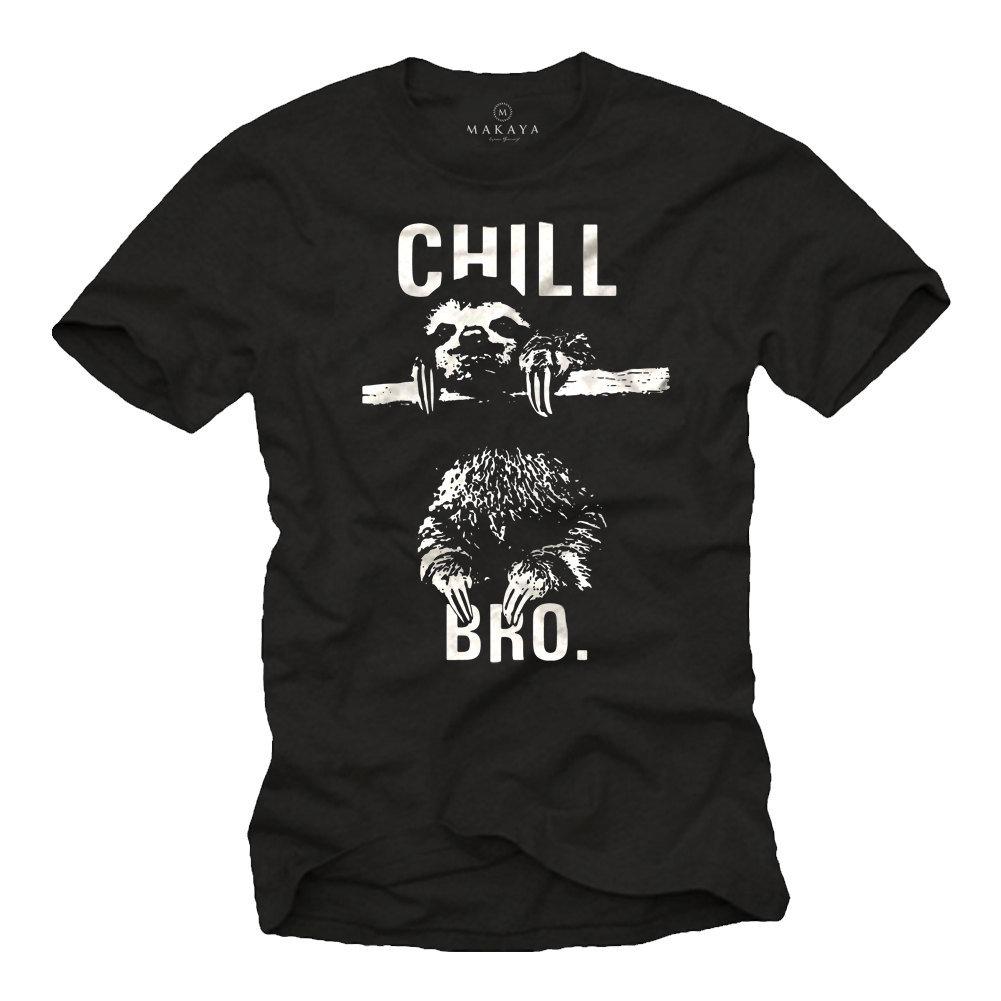 Funny Sloth T-Shirt Chill Bro Natural Born Chiller Black Geek Gamer Nerd Gifts
